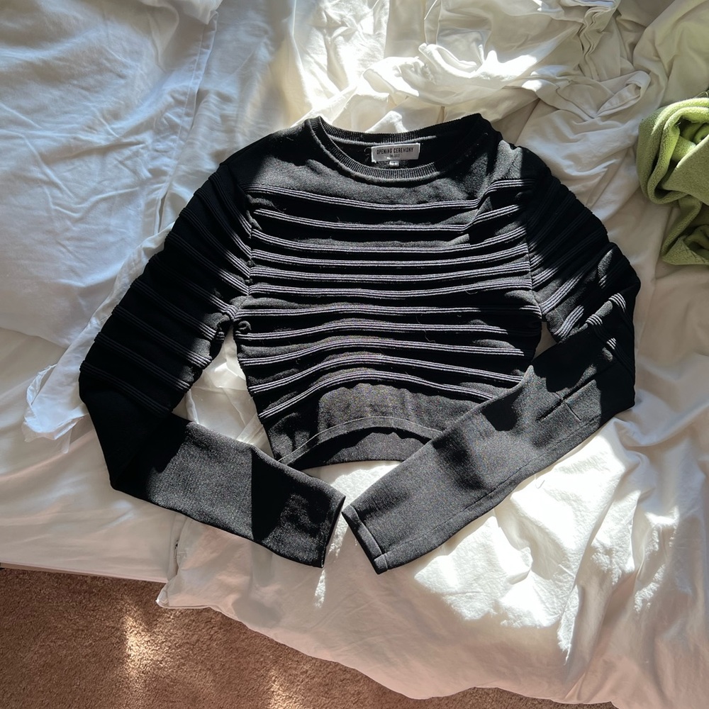 Opening Ceremony Black Long Sleeve Crop Top
